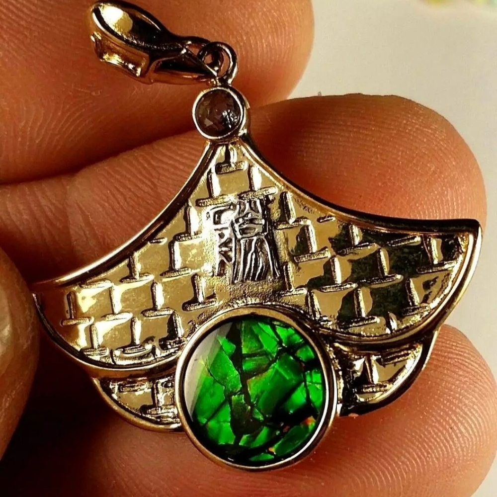 AMMOLITE Pendant Gem 925 STERLING SILVER